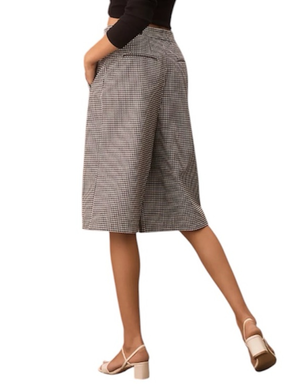 Anthropologie Maeve Black and White Houndstooth Culpte Shorts - Picture 2 of 15